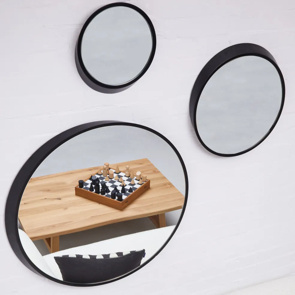 Best Biseau Wall Mirror 30cm Black In Stock | Bedroom Furniture