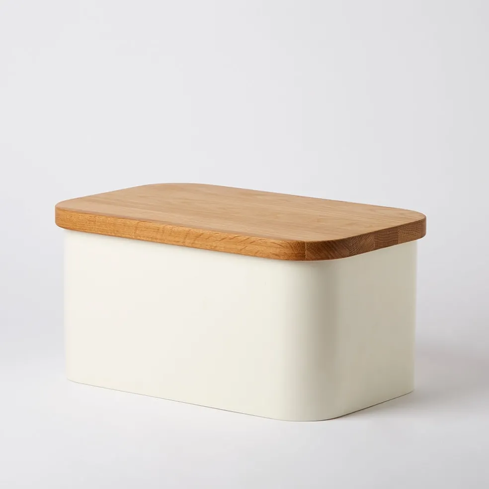 Flash Sale Bread Bin With Chopping Board Lid Cream & Oak Storage Baskets, Containers & Jars | Table Settings