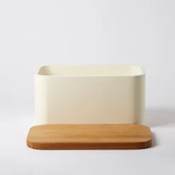 Flash Sale Bread Bin With Chopping Board Lid Cream & Oak Storage Baskets, Containers & Jars | Table Settings