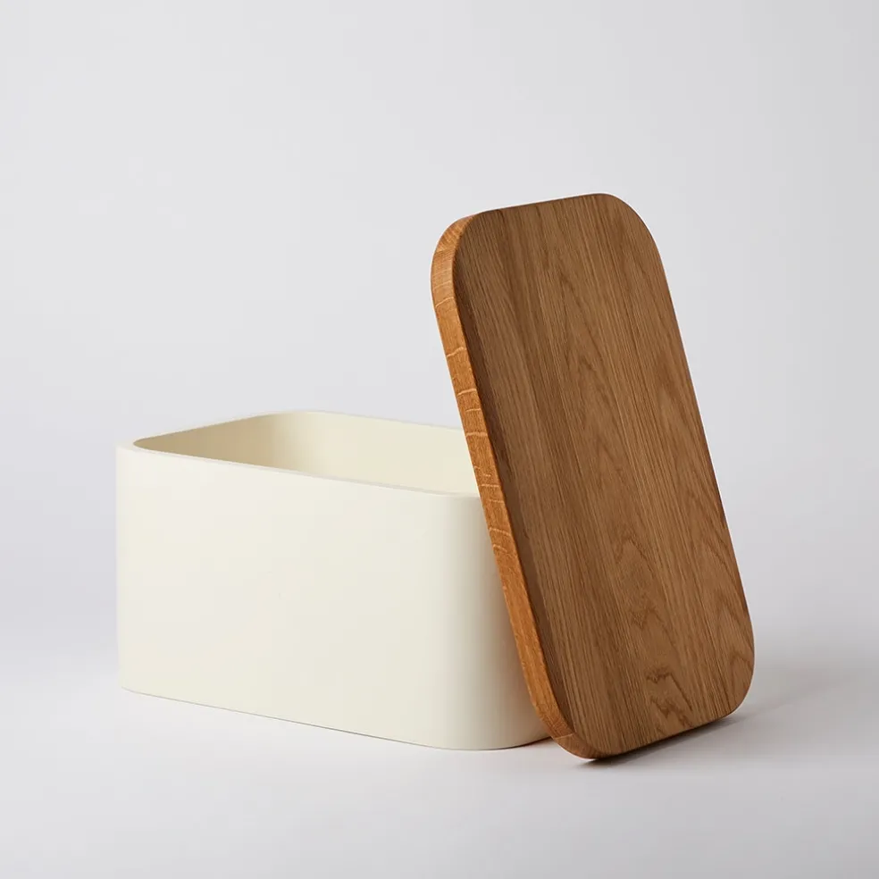 Flash Sale Bread Bin With Chopping Board Lid Cream & Oak Storage Baskets, Containers & Jars | Table Settings