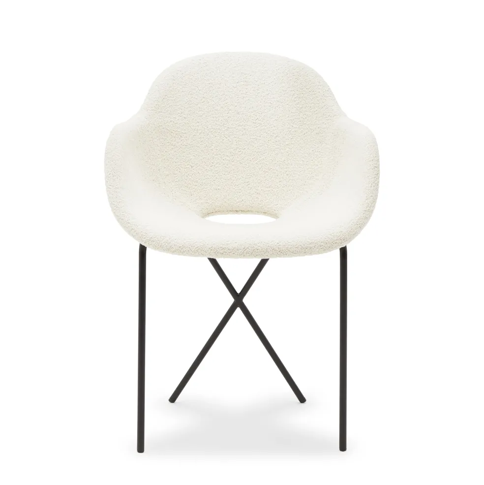 Best Cross Leg Armchair Riso Boucle Snow In Stock | Chairs, Stools & Benches
