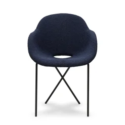 Outlet Cross Leg Armchair Riso Boucle Midnight In Stock | Chairs, Stools & Benches