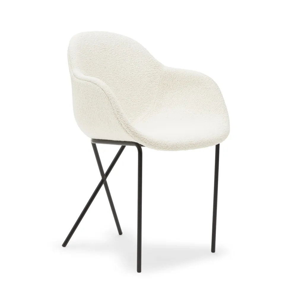 Best Cross Leg Armchair Riso Boucle Snow In Stock | Chairs, Stools & Benches