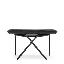 Discount Cross Leg Ottoman Tosca Leather Black In Stock | Chairs, Stools & Benches