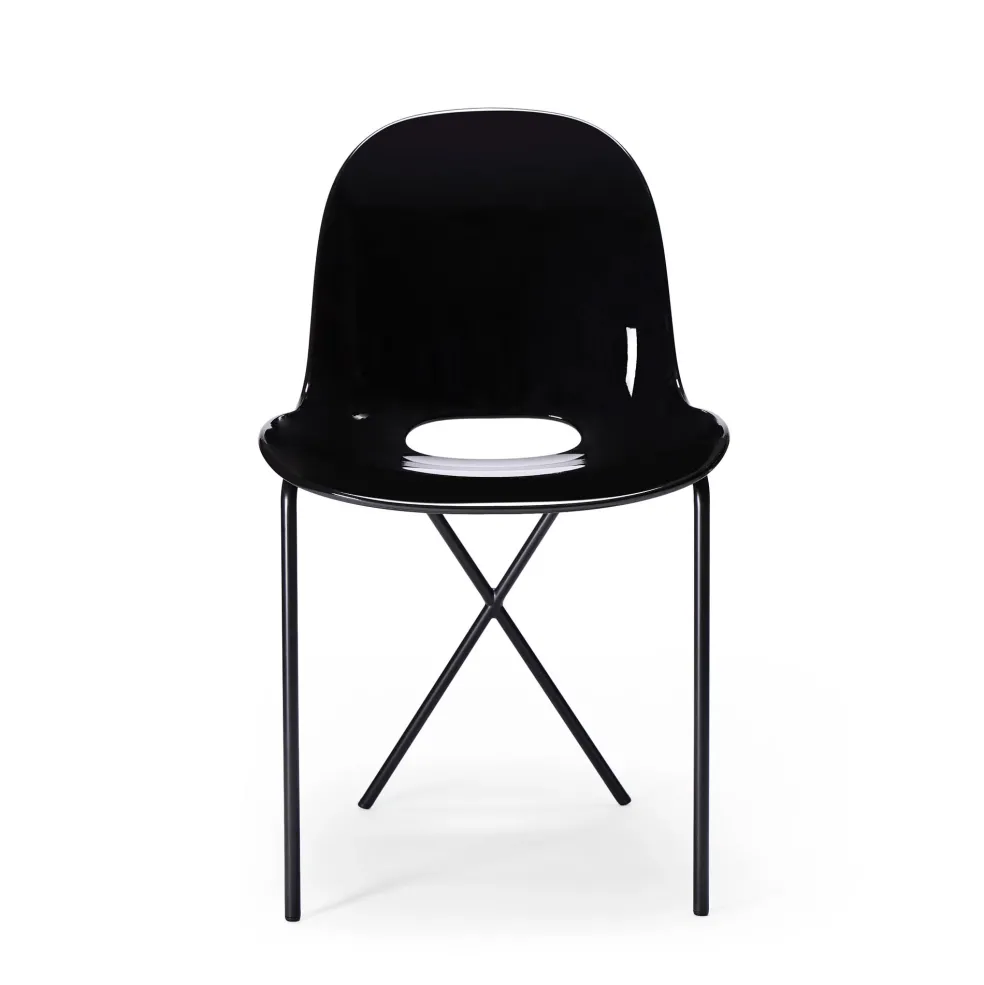 Sale Cross Leg Side Chair - Gloss - Black Chairs, Stools & Benches