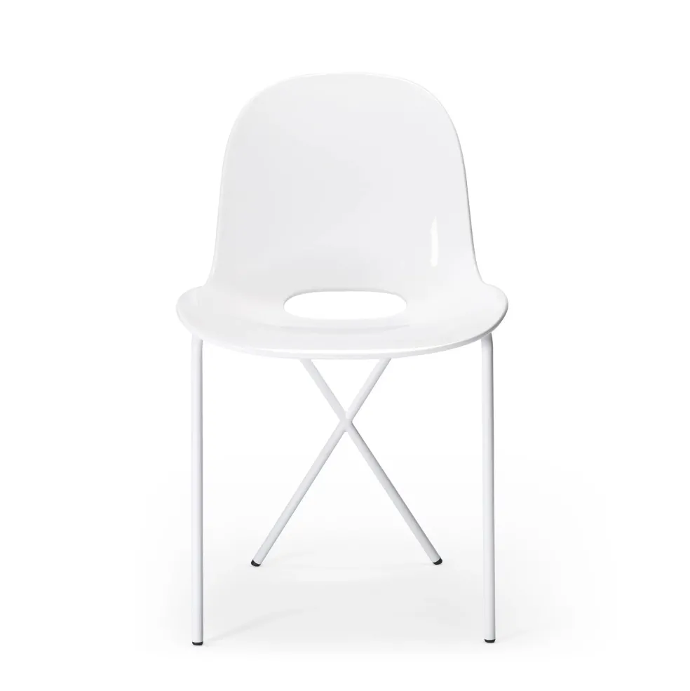 New Cross Leg Side Chair - Gloss - White Chairs, Stools & Benches