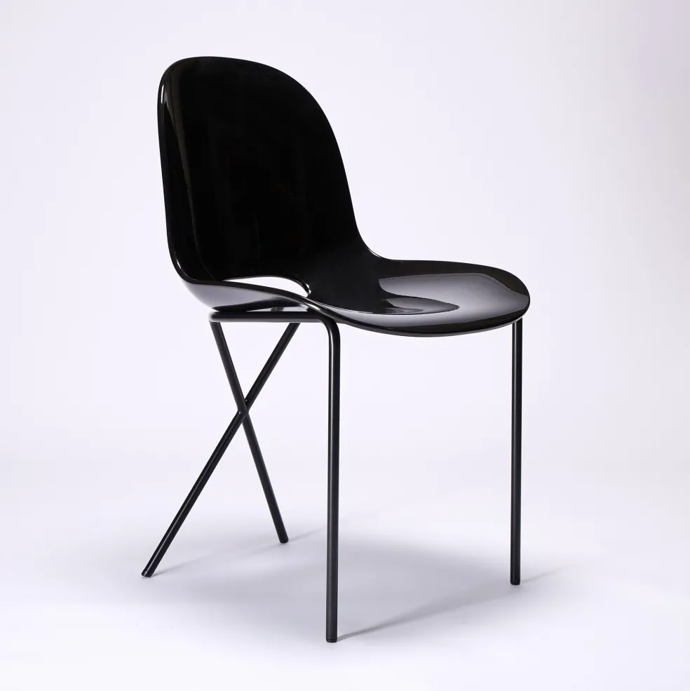 Sale Cross Leg Side Chair - Gloss - Black Chairs, Stools & Benches