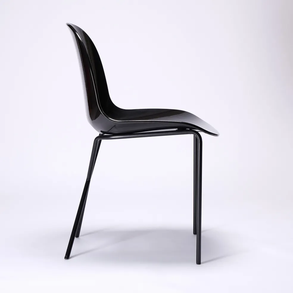 Sale Cross Leg Side Chair - Gloss - Black Chairs, Stools & Benches