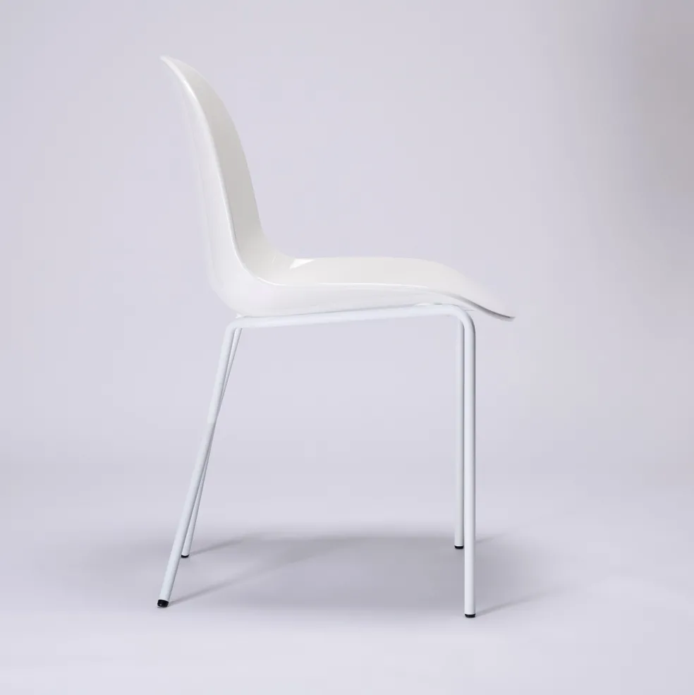 New Cross Leg Side Chair - Gloss - White Chairs, Stools & Benches
