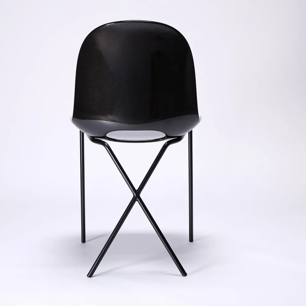 Sale Cross Leg Side Chair - Gloss - Black Chairs, Stools & Benches