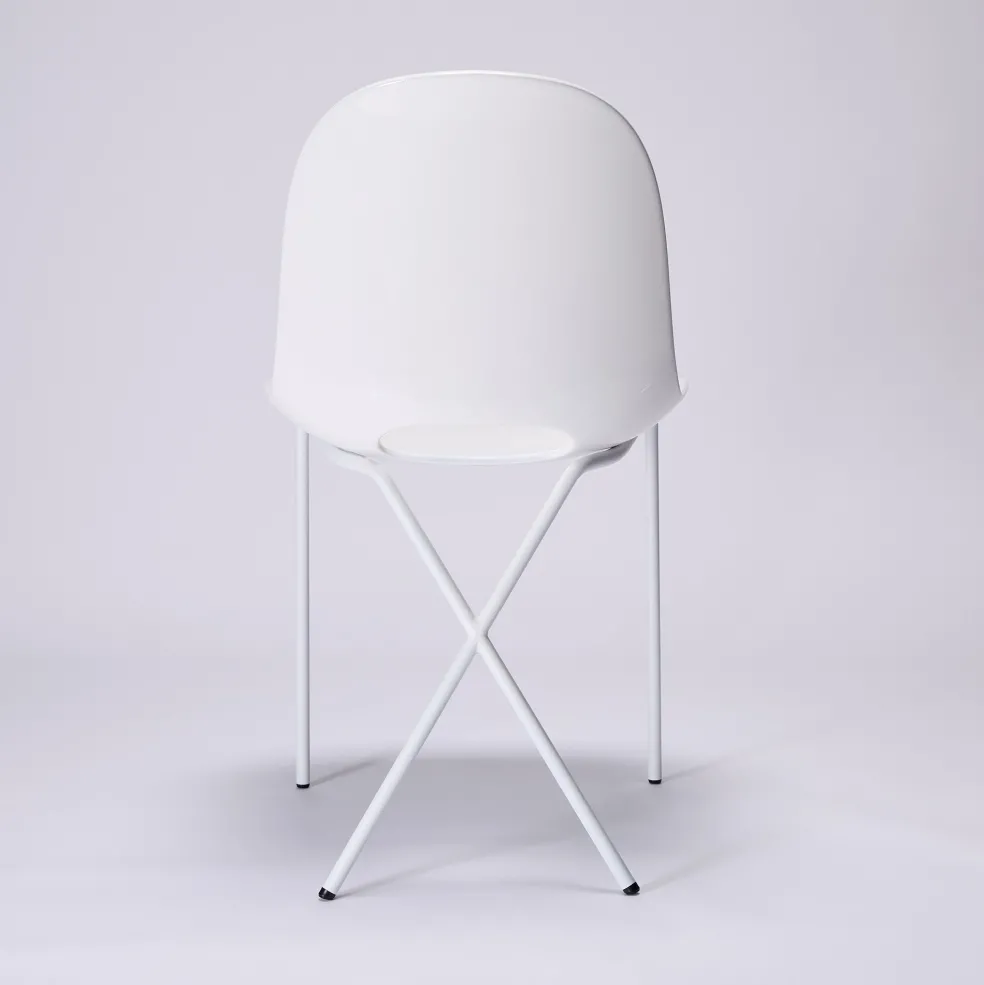 New Cross Leg Side Chair - Gloss - White Chairs, Stools & Benches