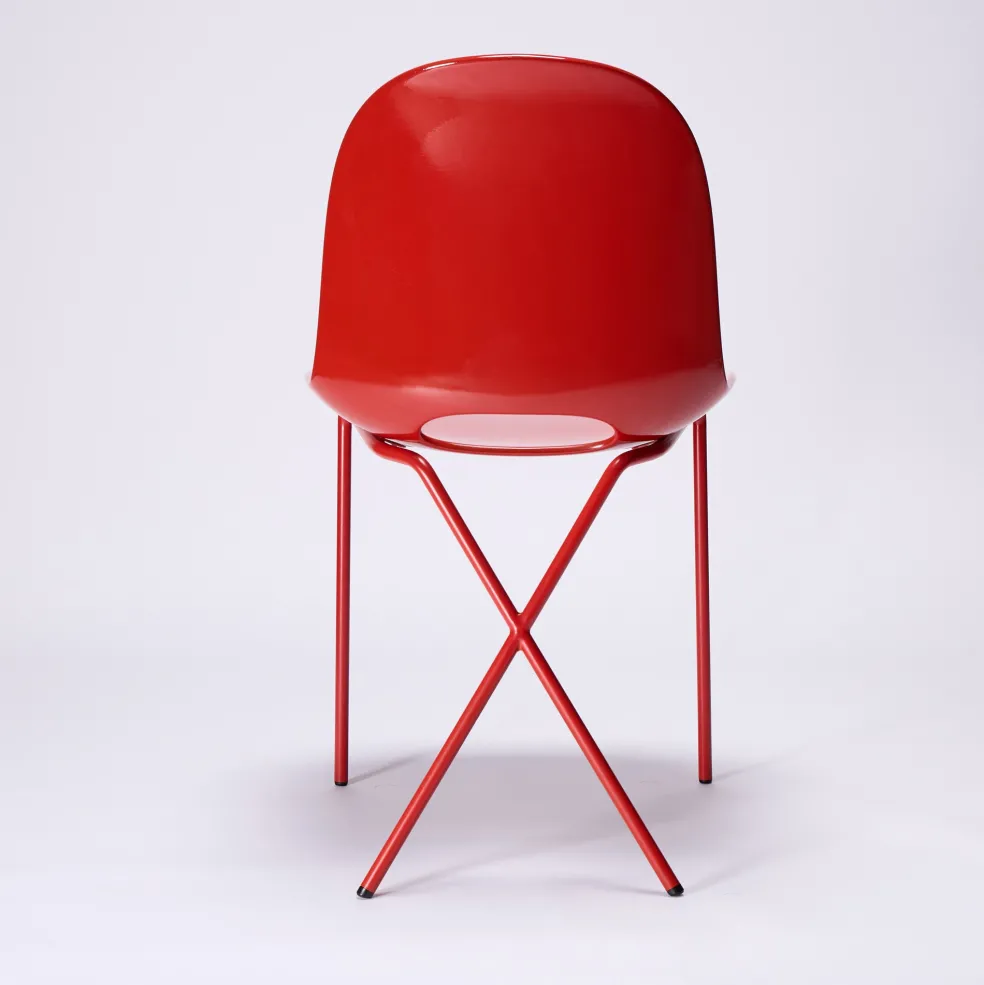 New Cross Leg Side Chair - Gloss - Rosso Chairs, Stools & Benches