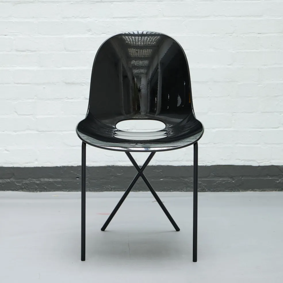 Sale Cross Leg Side Chair - Gloss - Black Chairs, Stools & Benches
