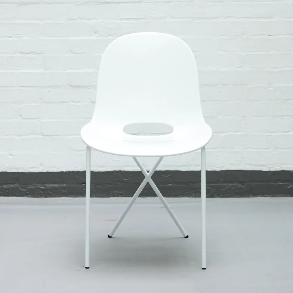 New Cross Leg Side Chair - Gloss - White Chairs, Stools & Benches
