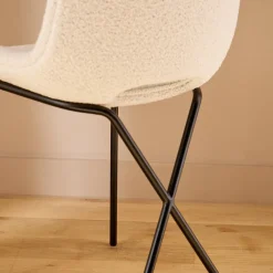 Clearance Cross Leg Side Chair Riso Boucle Snow In Stock | Chairs, Stools & Benches