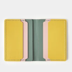 Discount Cuero Double Card Holder Eucalyptus, Mustard & Pink Gifts Under £50
