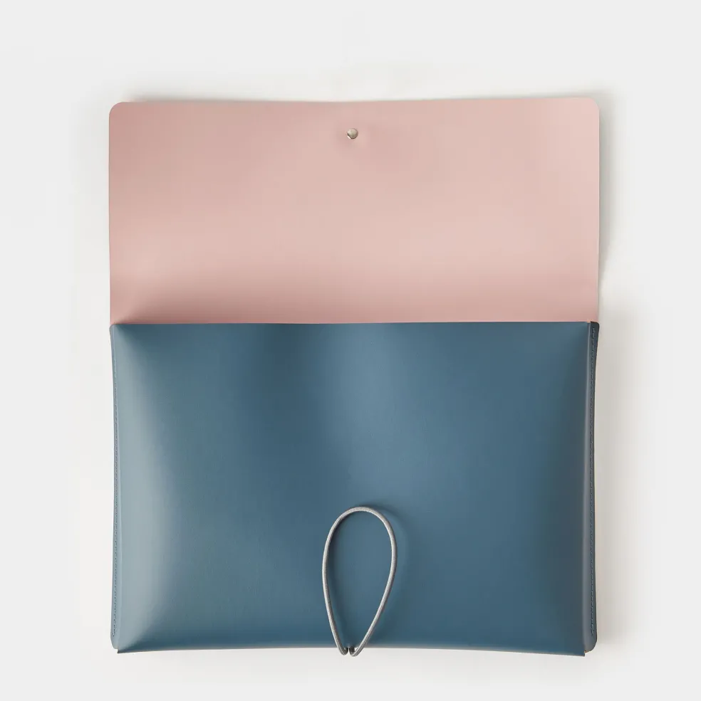 Shop Cuero Two Tone A4 Paper Case Petrol & Pink Desk Accessories | Luxury Gifts