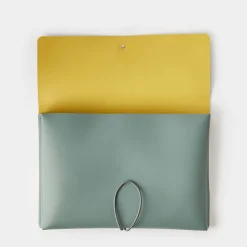 Best Cuero Two Tone A4 Paper Case Eucalyptus & Mustard Desk Accessories | Luxury Gifts