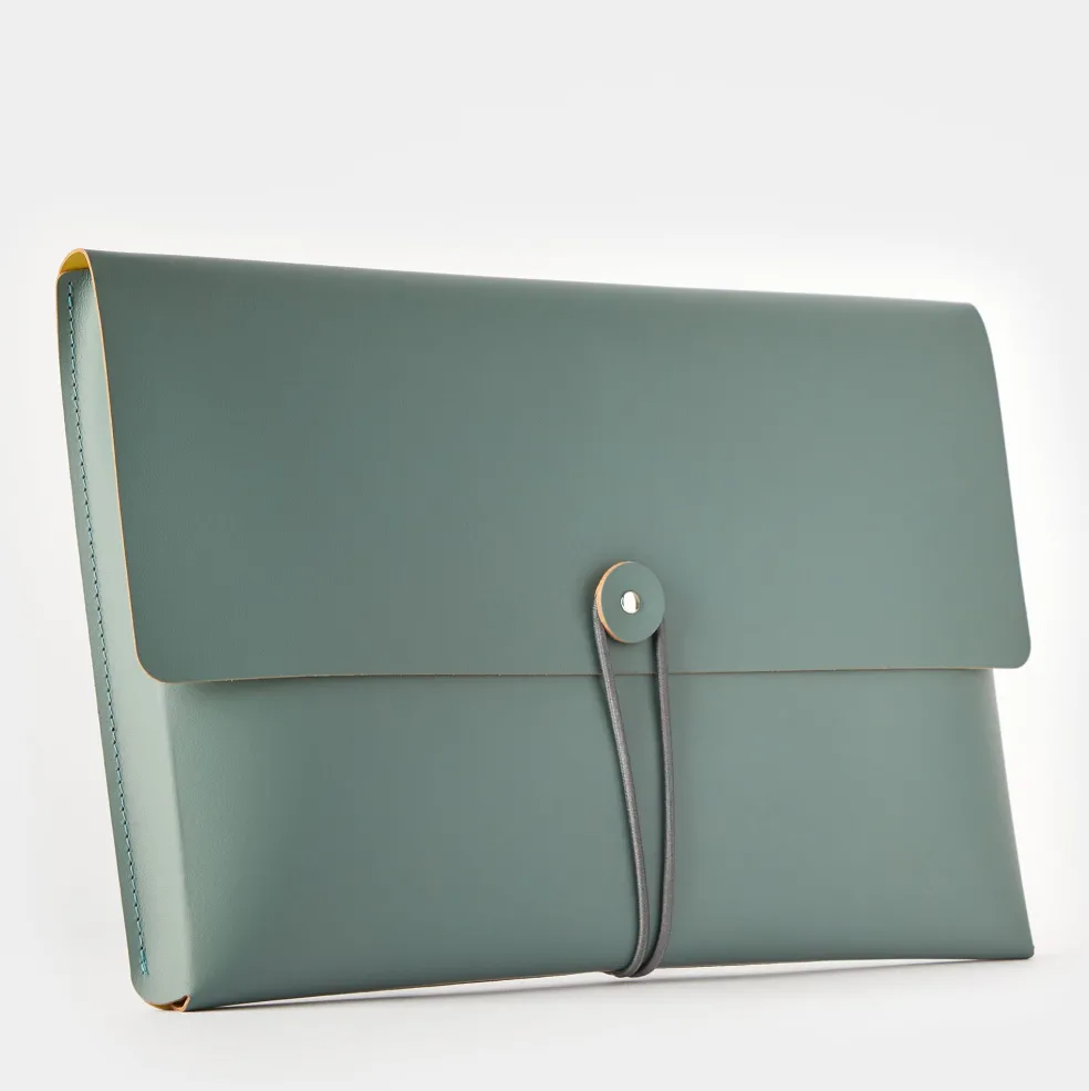 Best Cuero Two Tone A4 Paper Case Eucalyptus & Mustard Desk Accessories | Luxury Gifts