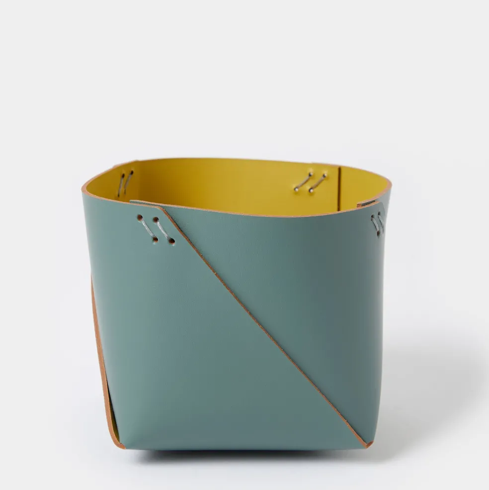 Fashion Cuero Two Tone Desk Tidy Eucalyptus & Mustard Desk Accessories | Gifts Under £50