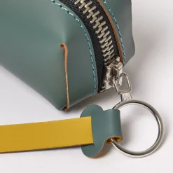 Hot Cuero Two Tone Pencil Case Eucalyptus & Mustard Gifts Under £50