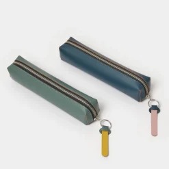 Hot Cuero Two Tone Pencil Case Eucalyptus & Mustard Gifts Under £50