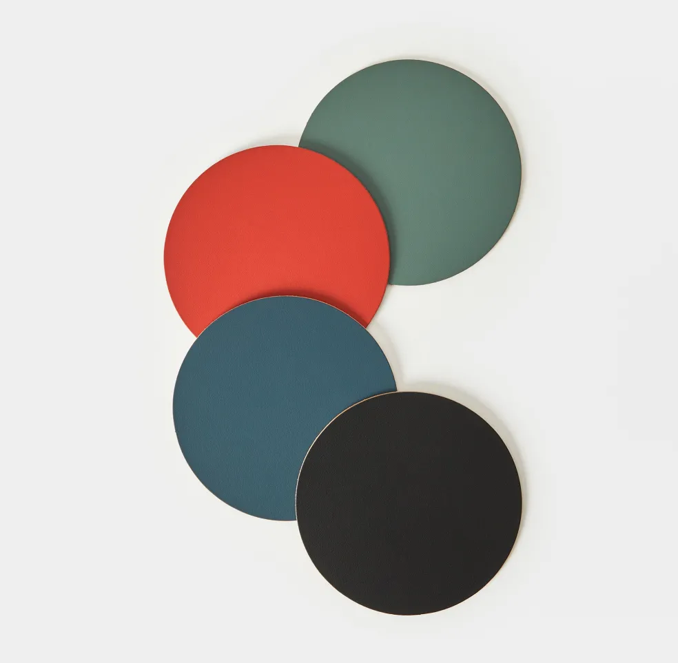 Clearance Cuero Two Tone Round Leather Coaster 10cm Placemats & Coasters | Table Settings