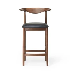 Outlet Delta Counter Stool Black Leather & Walnut In Stock | Chairs, Stools & Benches