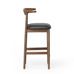 Outlet Delta Counter Stool Black Leather & Walnut In Stock | Chairs, Stools & Benches