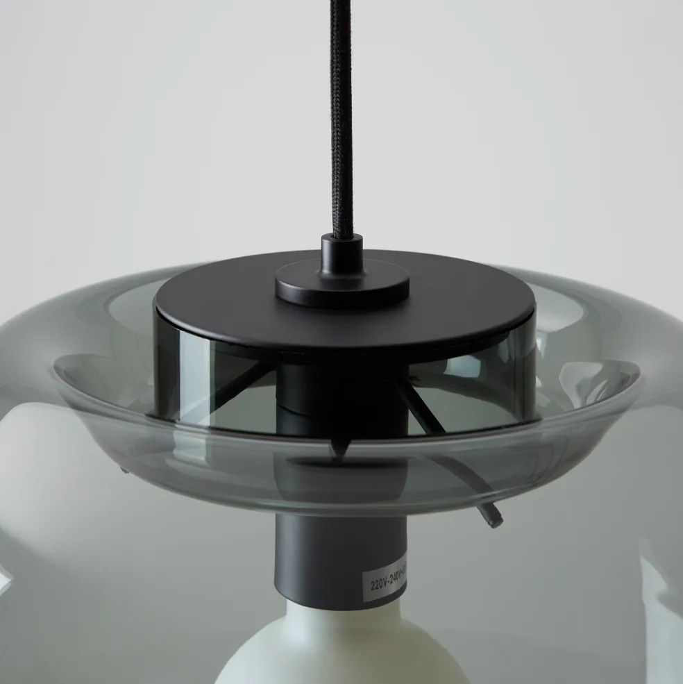 Clearance Flo Pendant Light Smoked Grey Glass Lighting | Get It In Time For Christmas