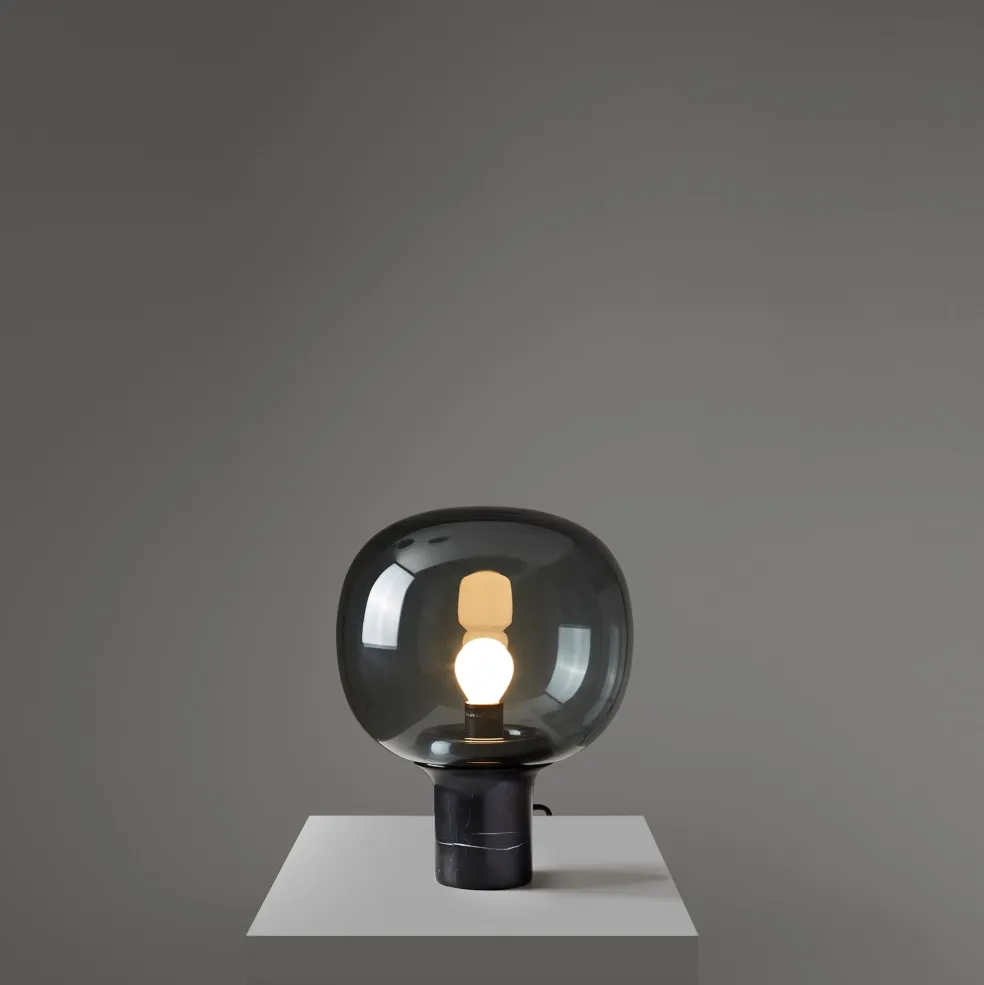 Sale Flo Table Lamp Small Smoked Grey Glass Lighting | Get It In Time For Christmas