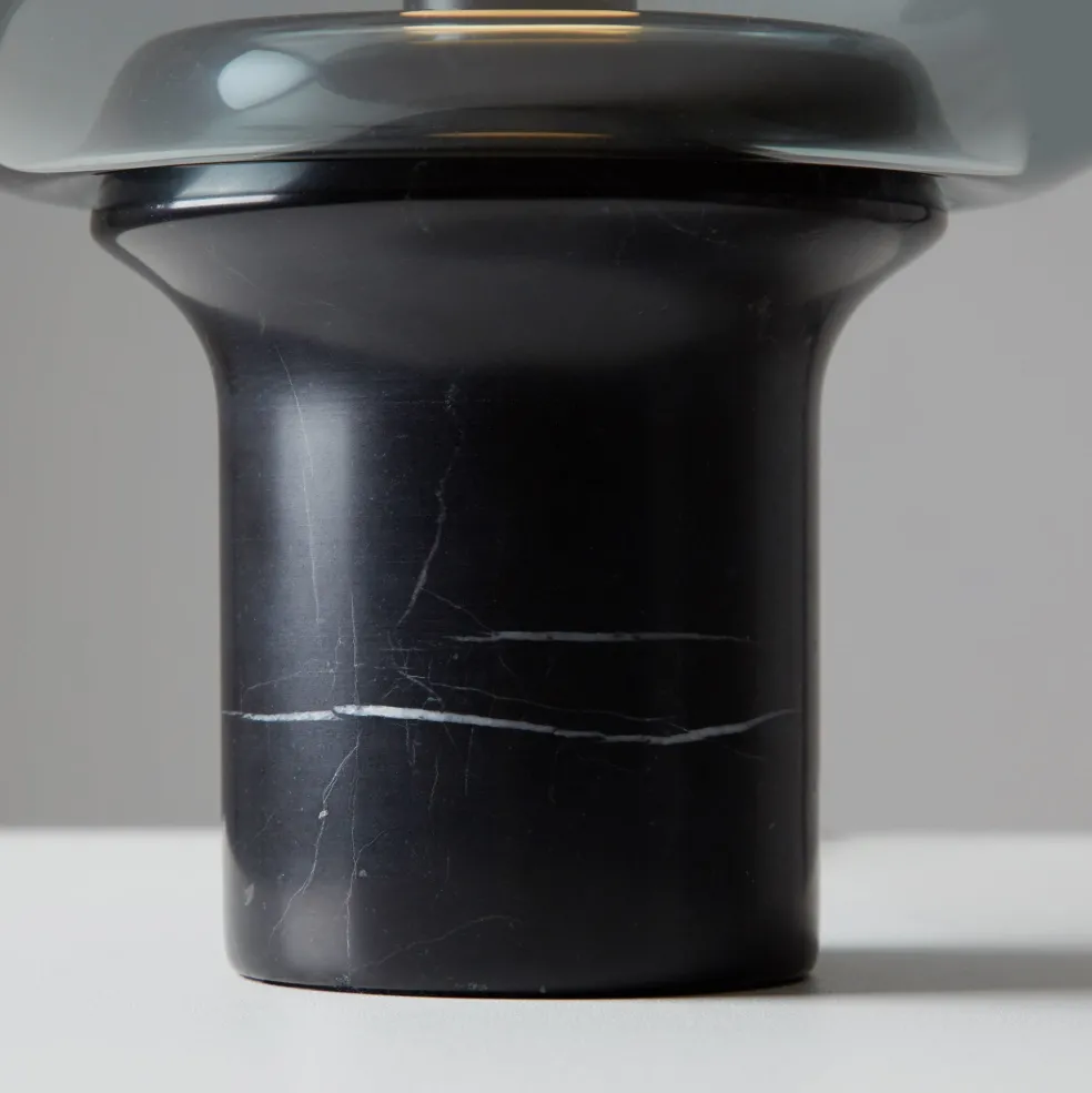 Sale Flo Table Lamp Small Smoked Grey Glass Lighting | Get It In Time For Christmas