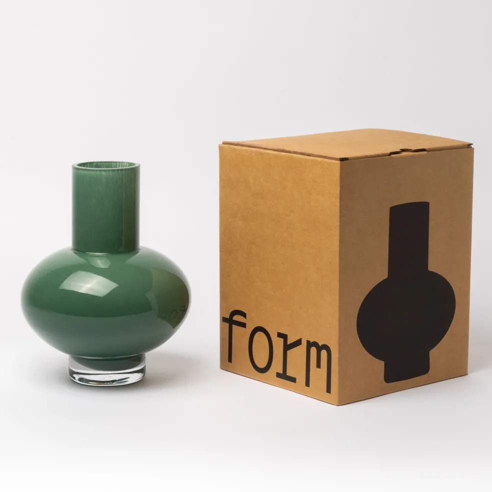 Discount Form Glass Vase Teal 23cm Vases | Gifts For Home