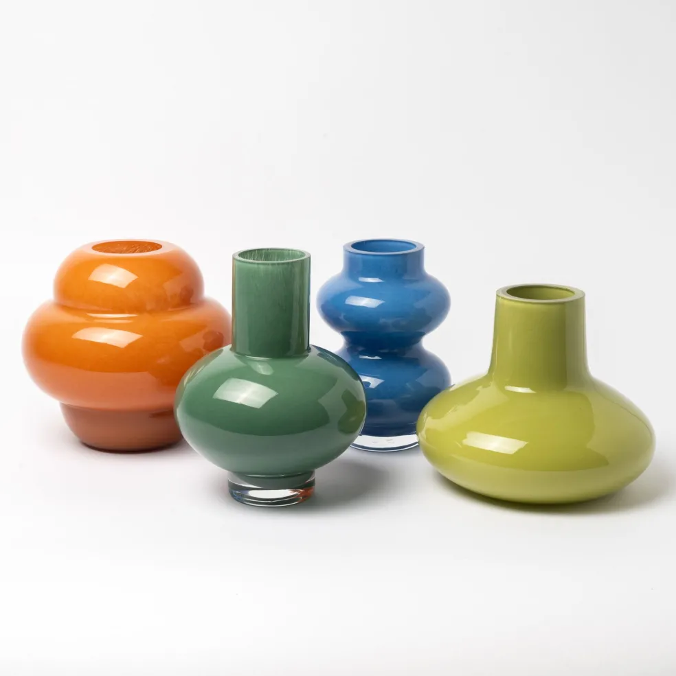 Discount Form Glass Vase Teal 23cm Vases | Gifts For Home