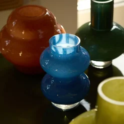 Discount Form Glass Vase Teal 23cm Vases | Gifts For Home