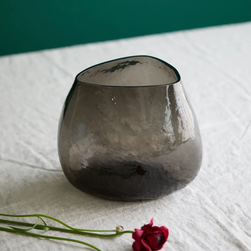 New Hammered Glass Vase Smoke Vases | Gifts Under £50
