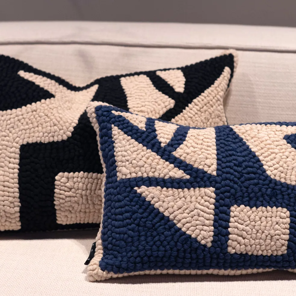 Clearance Ira Blue Cotton Cushion Cover 30cm x 50cm Cushion Covers & Pads