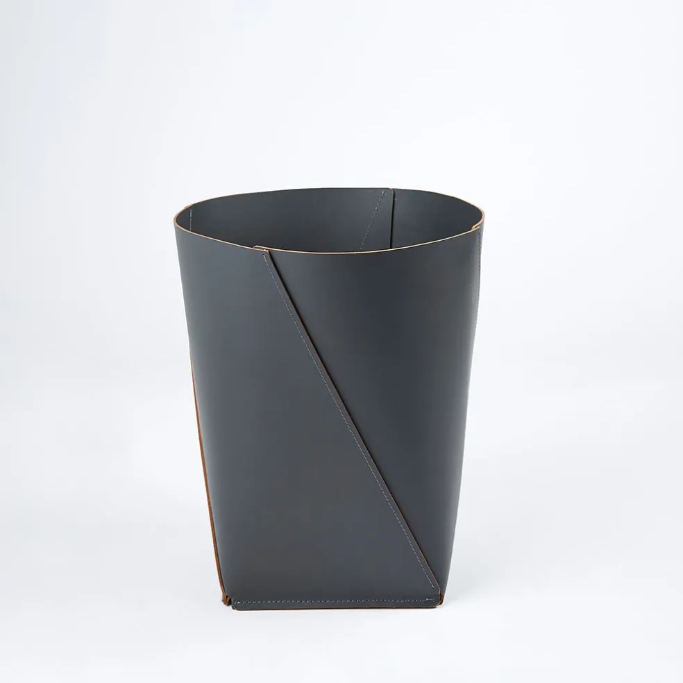 Shop Leather Waste Paper Bin Grey Utility