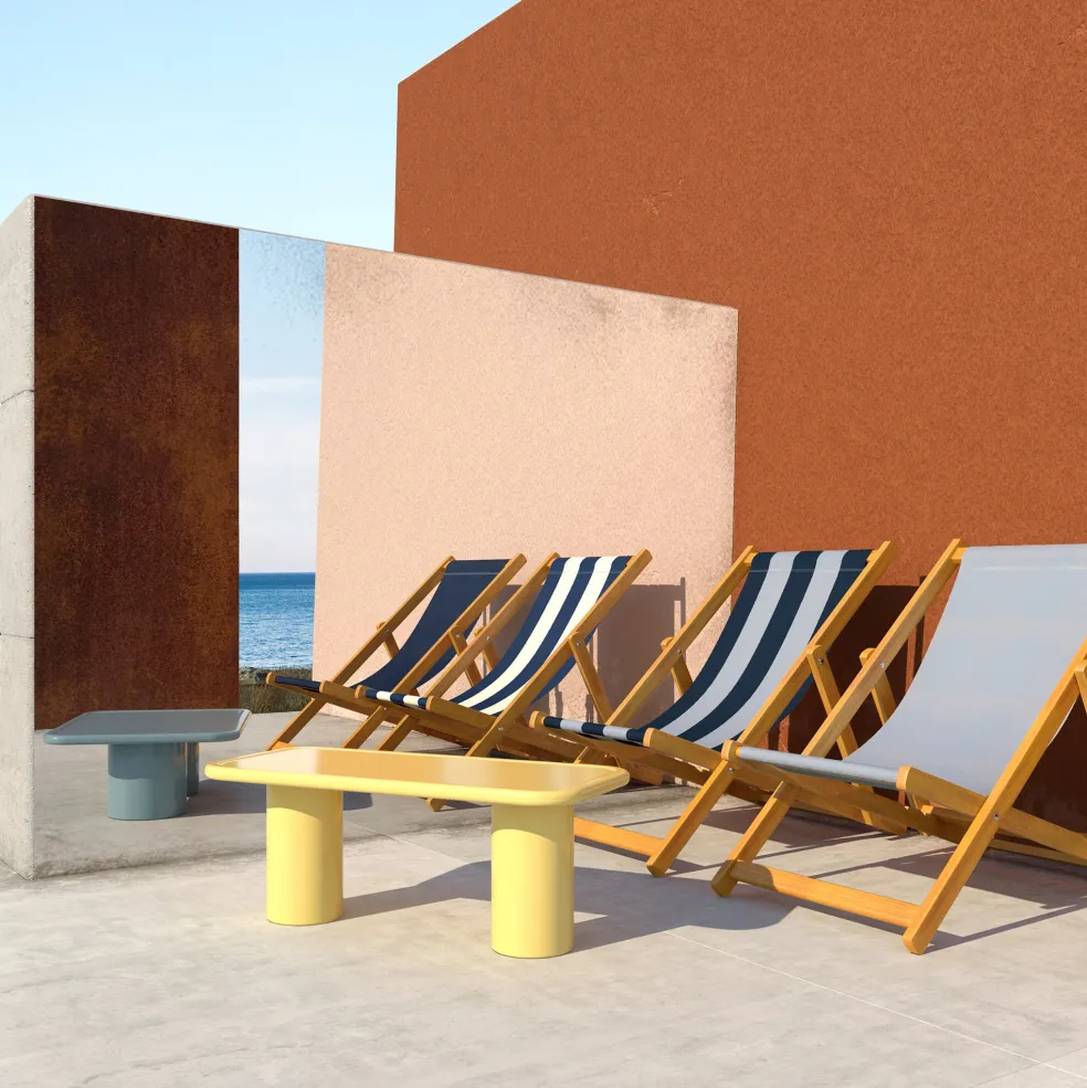Best Sale Mag Rectangular Low Side Table Yellow 90 x 40cm In Stock | Outdoor Furniture