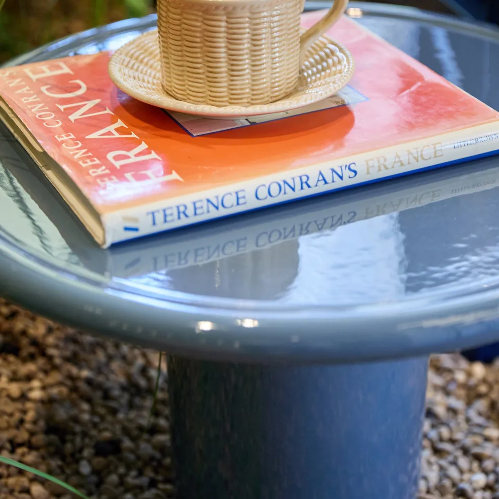 Store Mag Round Low Side Table Dark Blue 50cm In Stock | Outdoor Furniture