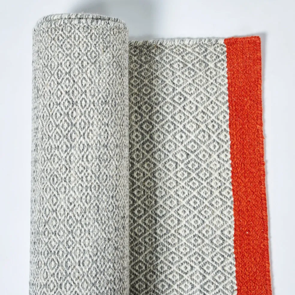 Clearance Mini Diamond Kilim Rug Ivory & Firecracker 200 x 300cm Rugs