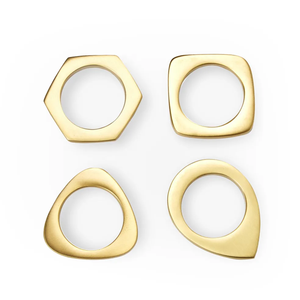 Shop Napkin Ring Brushed Brass Set of 4 Napkins | Get It In Time For Christmas