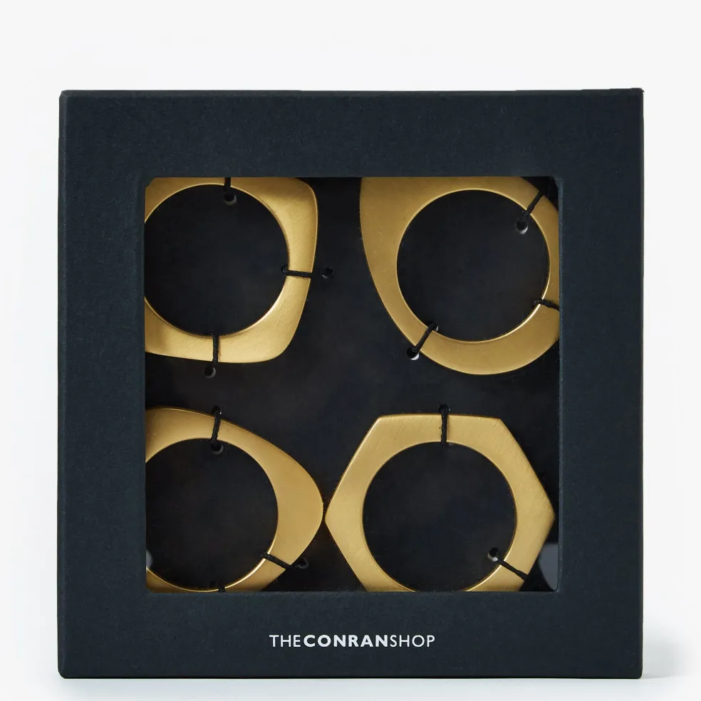 Shop Napkin Ring Brushed Brass Set of 4 Napkins | Get It In Time For Christmas