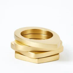 Shop Napkin Ring Brushed Brass Set of 4 Napkins | Get It In Time For Christmas