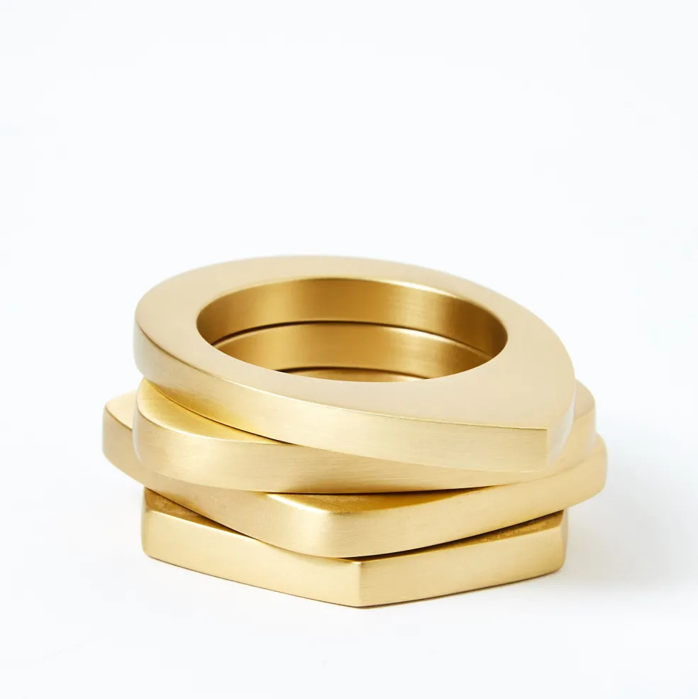Shop Napkin Ring Brushed Brass Set of 4 Napkins | Get It In Time For Christmas