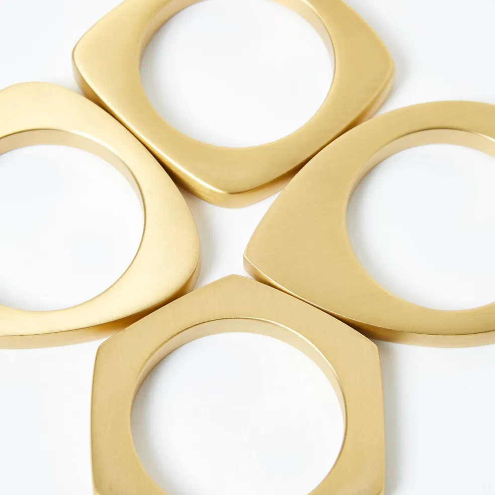 Shop Napkin Ring Brushed Brass Set of 4 Napkins | Get It In Time For Christmas