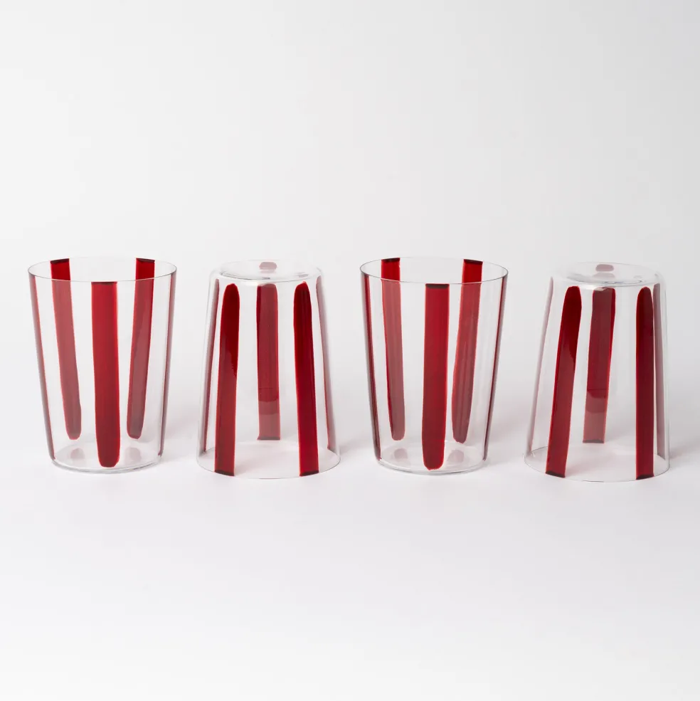 Best Nova Stripe Burgundy 500ml (Set of 4) Glassware | Get It In Time For Christmas