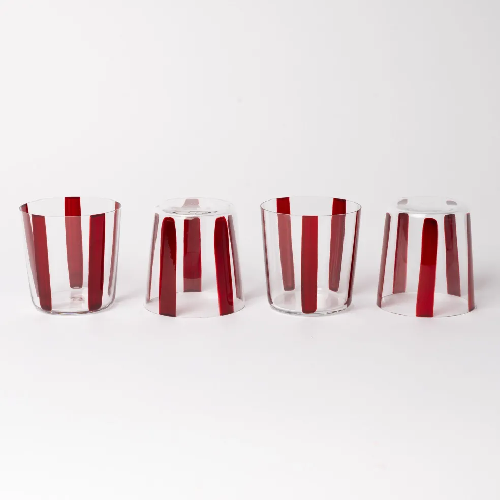 Outlet Nova Stripe Burgundy 360ml (Set of 4) Glassware | Games & Entertaining