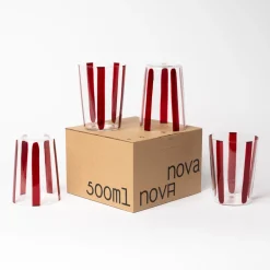 Best Nova Stripe Burgundy 500ml (Set of 4) Glassware | Get It In Time For Christmas