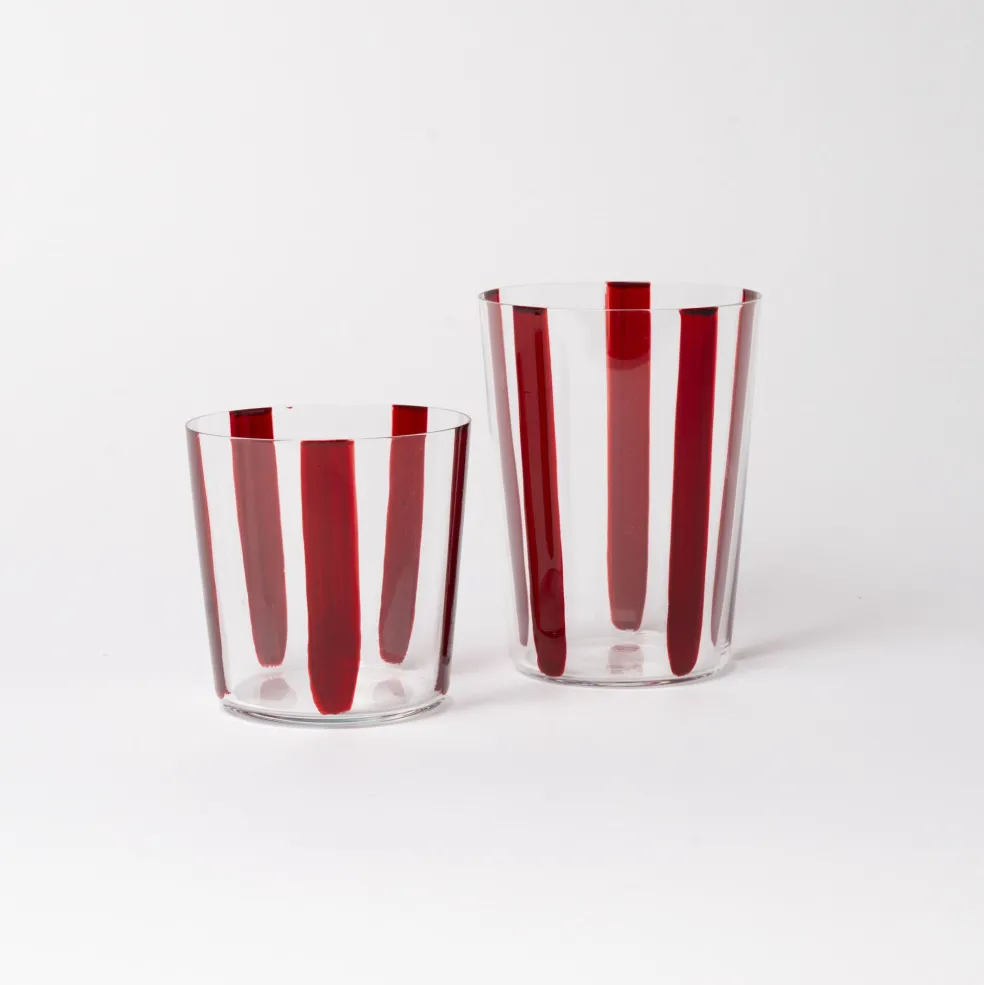 Best Nova Stripe Burgundy 500ml (Set of 4) Glassware | Get It In Time For Christmas